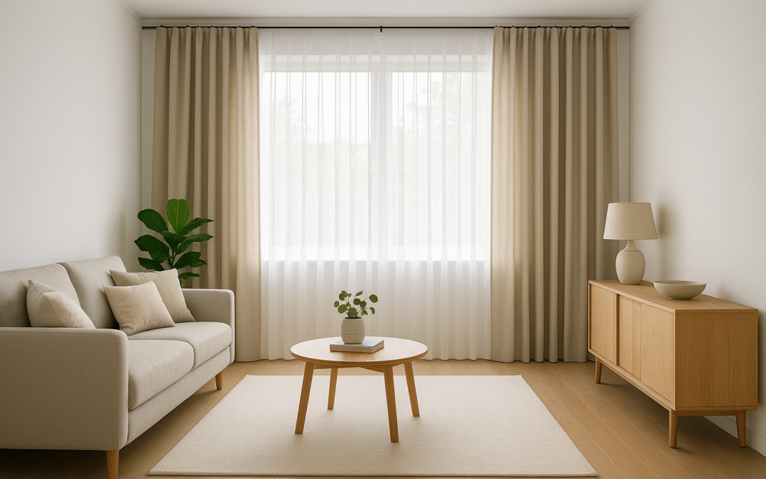 Stylish window treatments and interior design for enhanced comfort and energy efficiency.